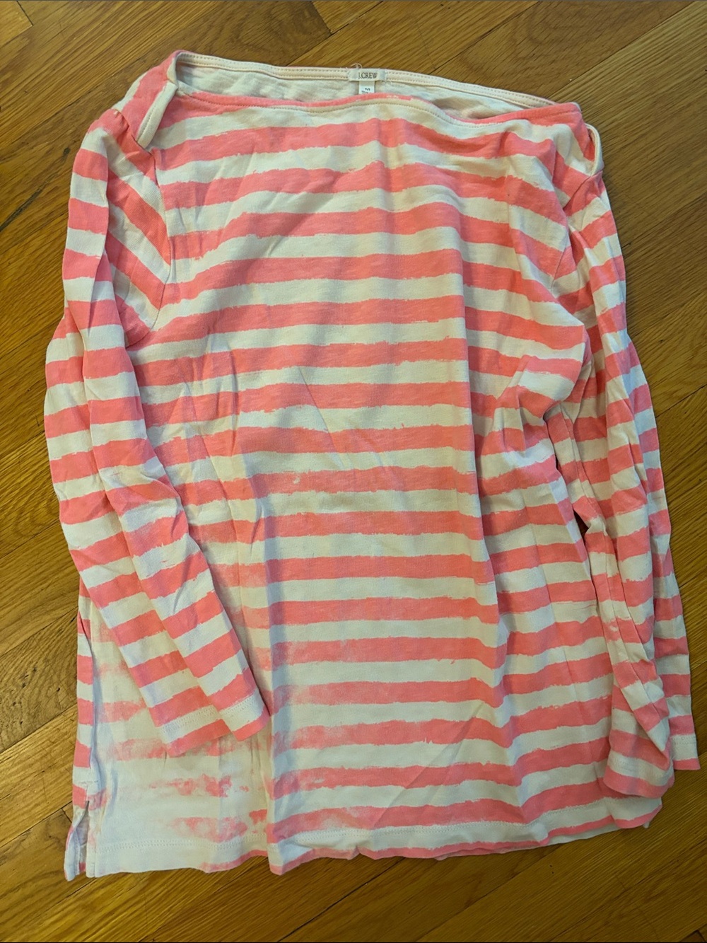 J. Crew Pink and White Striped Long Sleeve Top